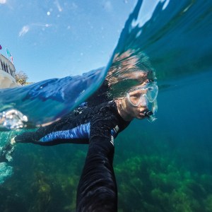 a person in a pool of water