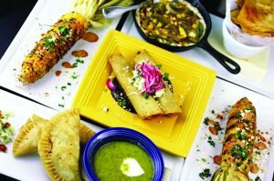 A plate of Mexican food from Maggie's Bule Rose