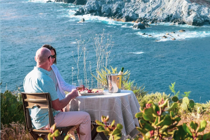 Two people on the Toast to Catalina Tour with Catalina Taxi and Tours. 