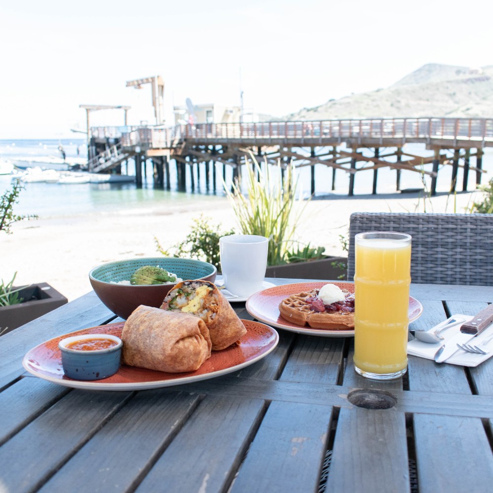 Plates of breakfast food in Two Harbors.