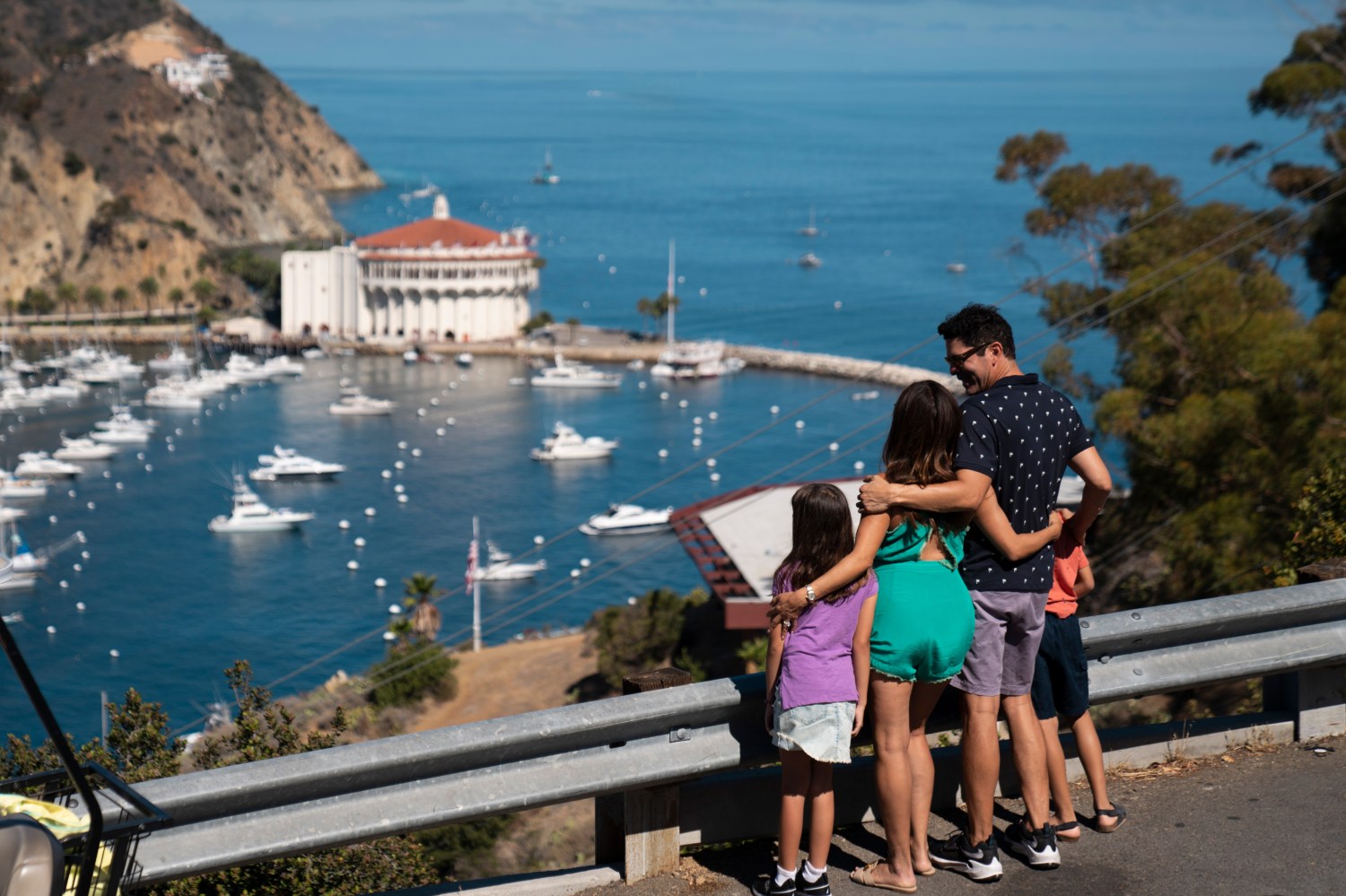 A picture of a family exploring Catalina Island.