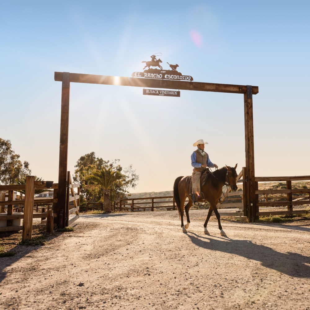 A man riding a horse at El Rancho Escondido. 
