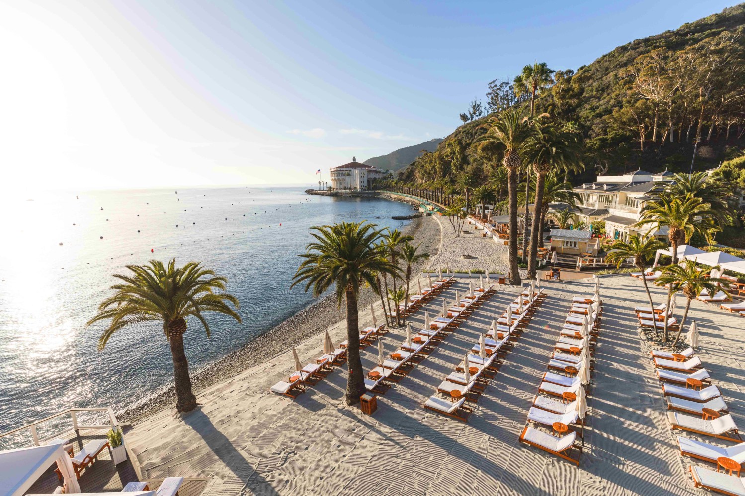 An aerial view of Descanso Beach Club on Catalina Island. 